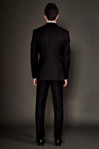 Black cut dana embroidered notch lapel suit