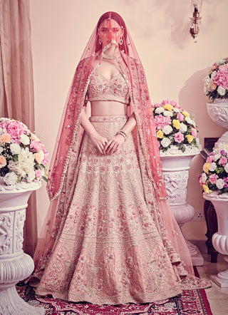 Rose pink zardosi lehenga set