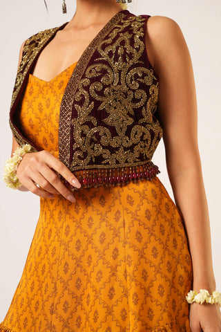 Orange tarini anarkali jacket