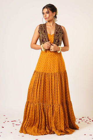 Orange tarini anarkali jacket