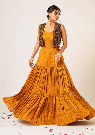 Orange tarini anarkali jacket