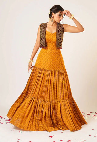 Orange tarini anarkali jacket