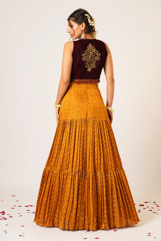 Orange tarini anarkali jacket