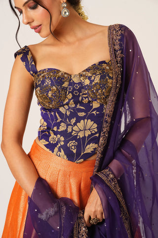 Orange devaki lehenga