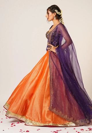 Orange devaki lehenga