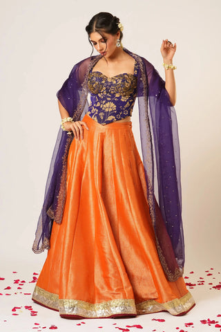 Orange devaki lehenga