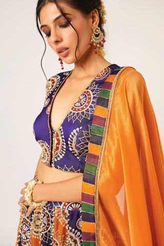 Multicolor golakari lehenga