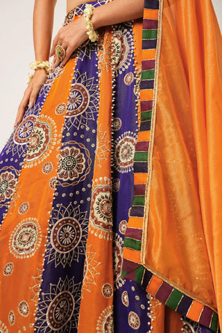 Multicolor golakari lehenga