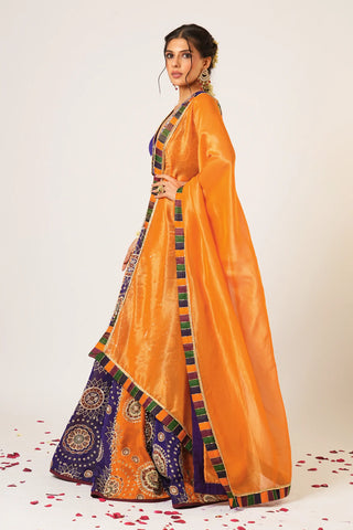 Multicolor golakari lehenga