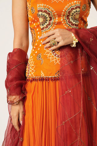 Orange golakari lehenga