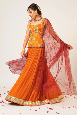 Orange golakari lehenga