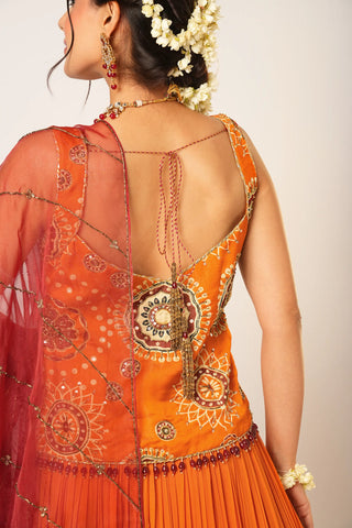 Orange golakari lehenga