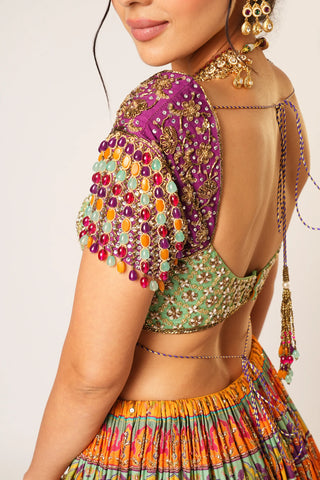 Multicolor shakuntala lehenga