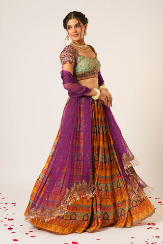 Multicolor shakuntala lehenga