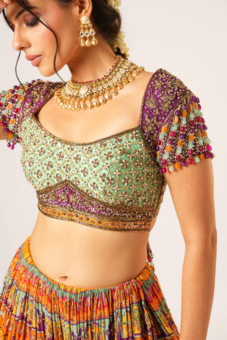 Multicolor shakuntala lehenga