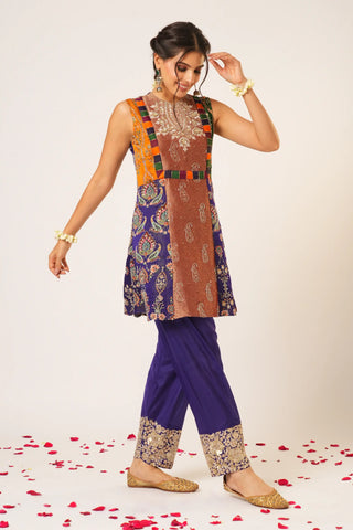 Multicolor mayuri tunic set