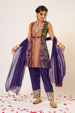 Multicolor mayuri tunic set