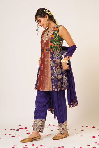 Multicolor mayuri tunic set