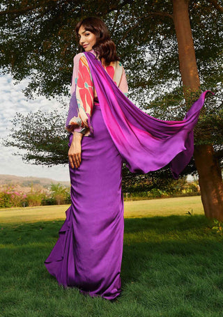 Purple iris drape saree and blouse