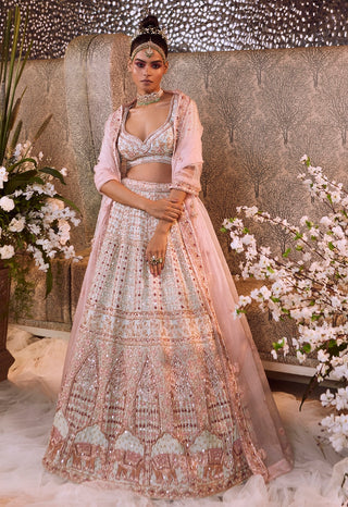 Glacier embroidered lehenga set