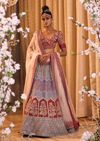 Shocking pink and shell lehenga set