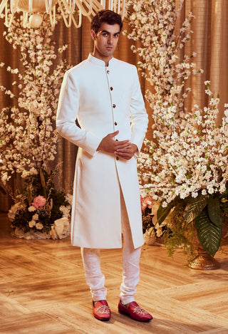 Pristine white sherwani set