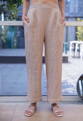 Beige linen pants