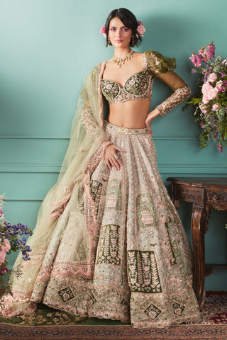 Black & green bridal lehenga set