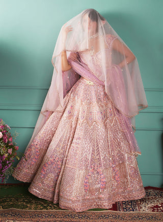 Lilac embroidered lehenga set