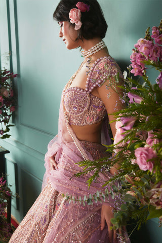 Lilac embroidered lehenga set