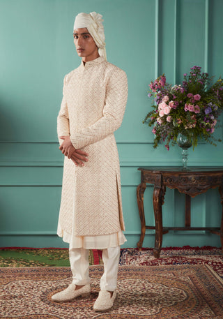 Pearled ivory sherwani set