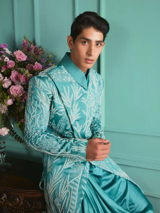 Cameo blue sherwani set