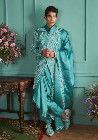 Cameo blue sherwani set