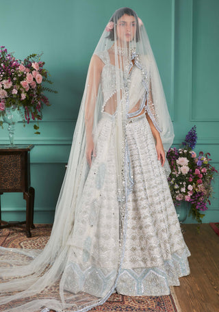 Ivory french chateau elements lehenga set