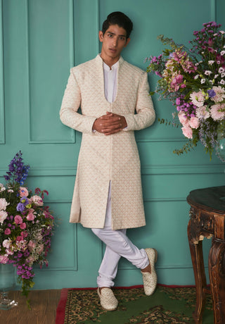 Cloude cream sherwani set