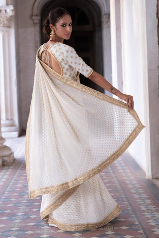 Ivory benarasi saree set