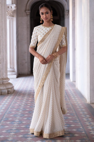 Ivory benarasi saree set