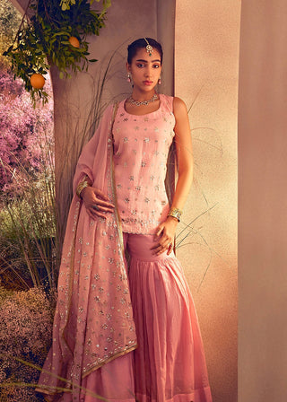 Light pink chanderi gharara set