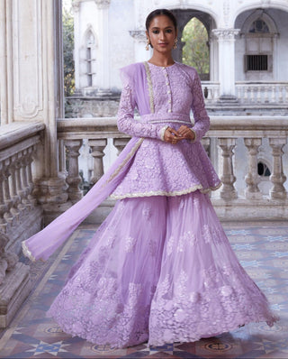 Lilac kurta sharara set