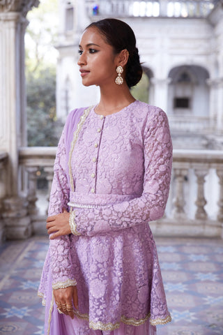 Lilac kurta sharara set