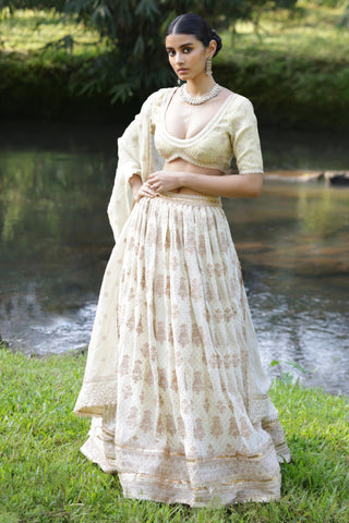 White rang lehenga set