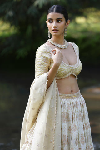 White rang lehenga set