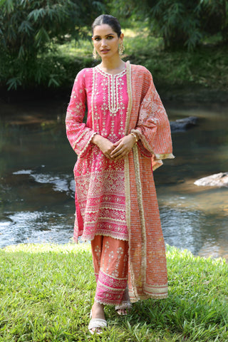 Pink kali kurta set