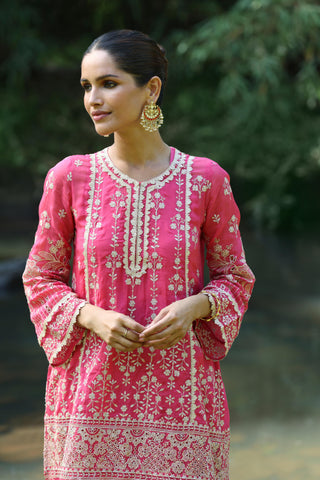 Pink kali kurta set