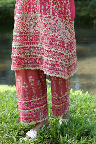 Pink kali kurta set