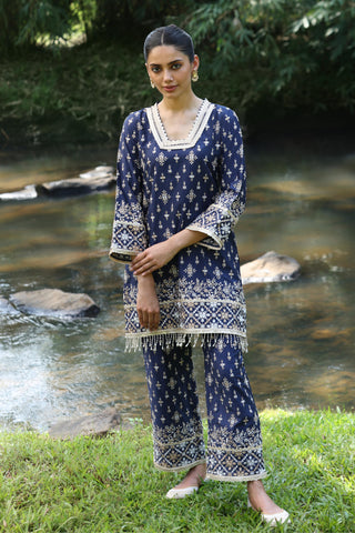 Blue kalander kurta set