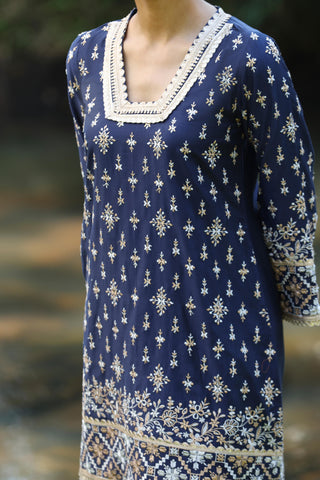 Blue kalander kurta set