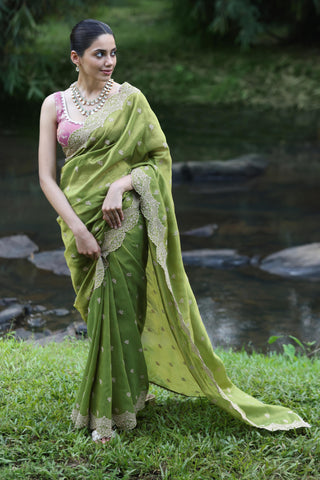 Green mubarak saree