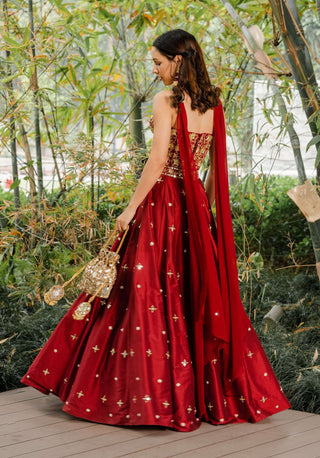 Aarzo maroon corset lehenga set