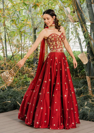 Aarzo maroon corset lehenga set